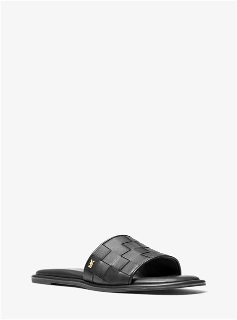 michael kors hayworth slide|Michael Kors Hayworth Woven Slide Black .